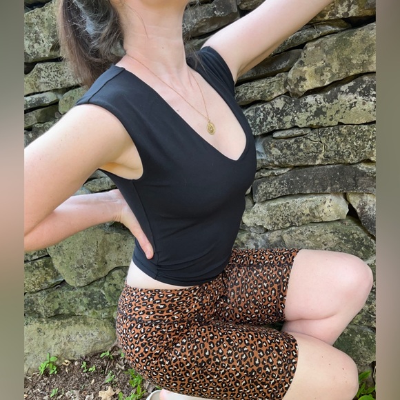 Free People Lucky Strike Zipper Fly Leopard-Print Bike Athletic Shorts Small - Picture 1 of 13